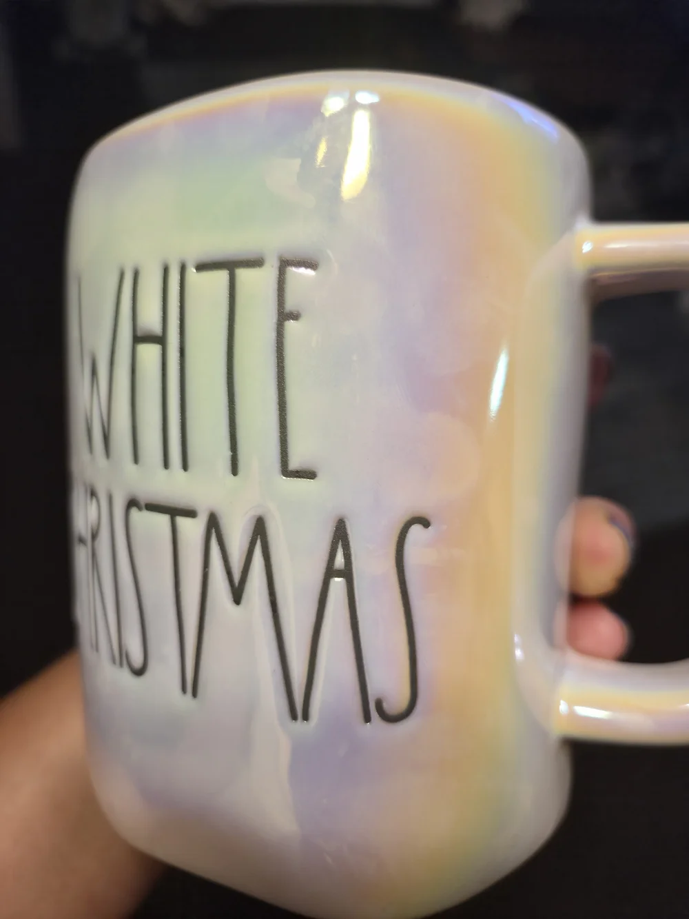 Rae Dunn Iridescent Pastel 'WHITE CHRISTMAS' Mug with Snowflake Lid
